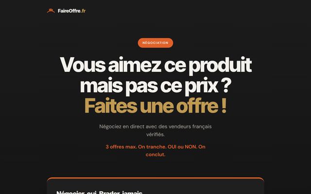 Page d'accueil de faire-offre.fr