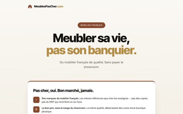 Page d'accueil de meublespascher.com